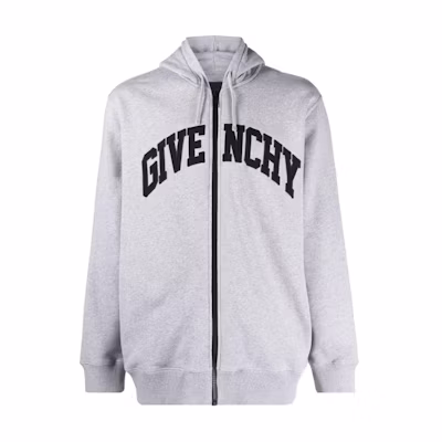 Givenchy SS23 Logo Print Zip-Up Hoodie Jacket Grey - BMJ0K63YAA-055