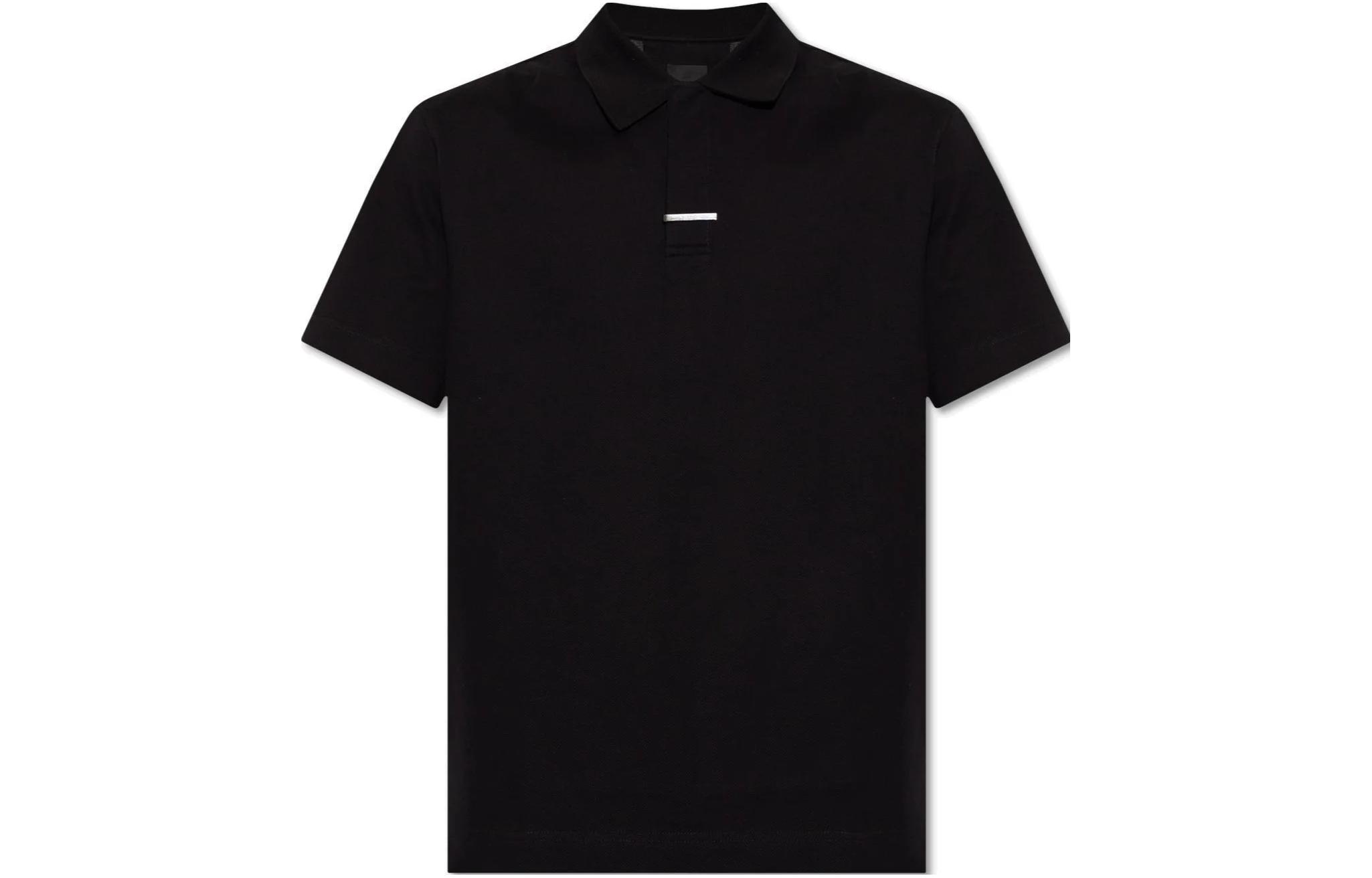 Order GIVENCHY SS23 Polo Shirt Pria Hitam Embossed Pin Solid. BM71H13YE1-001