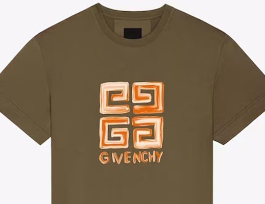 Givenchy SS23 Olive Graphic Print Logo T-Shirt Short Sleeve Crewneck. BM716G3YCT-305 Details for Givenchy SS23 Olive Graphic Print Logo T-Shirt Short Sleeve Crewneck. BM716G3YCT-305