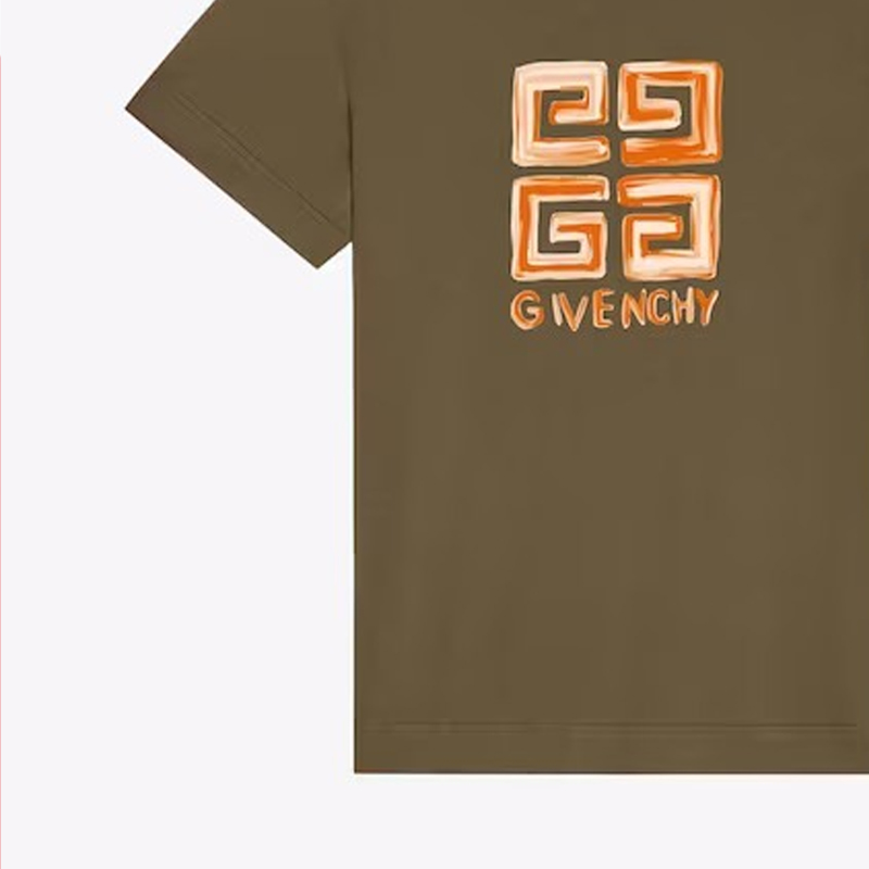 Sizing Givenchy SS23 Olive Graphic Print Logo T-Shirt  Short Sleeve Crewneck. BM716G3YCT-305