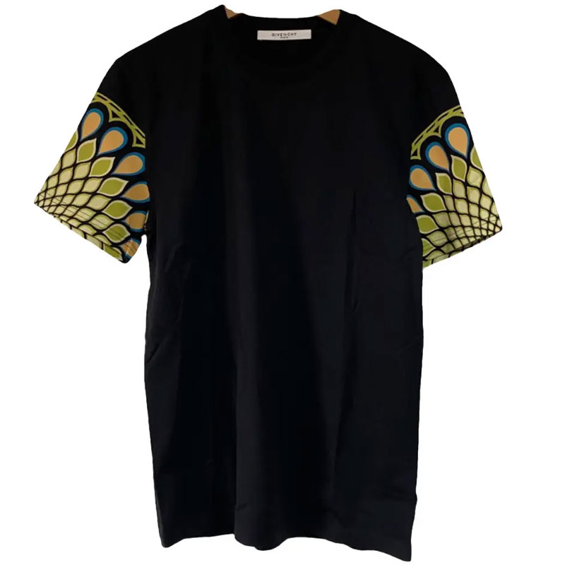 Givenchy SS23 Peacock Print Crewneck Short Sleeve T-Shirt  Black 17S7315651-001