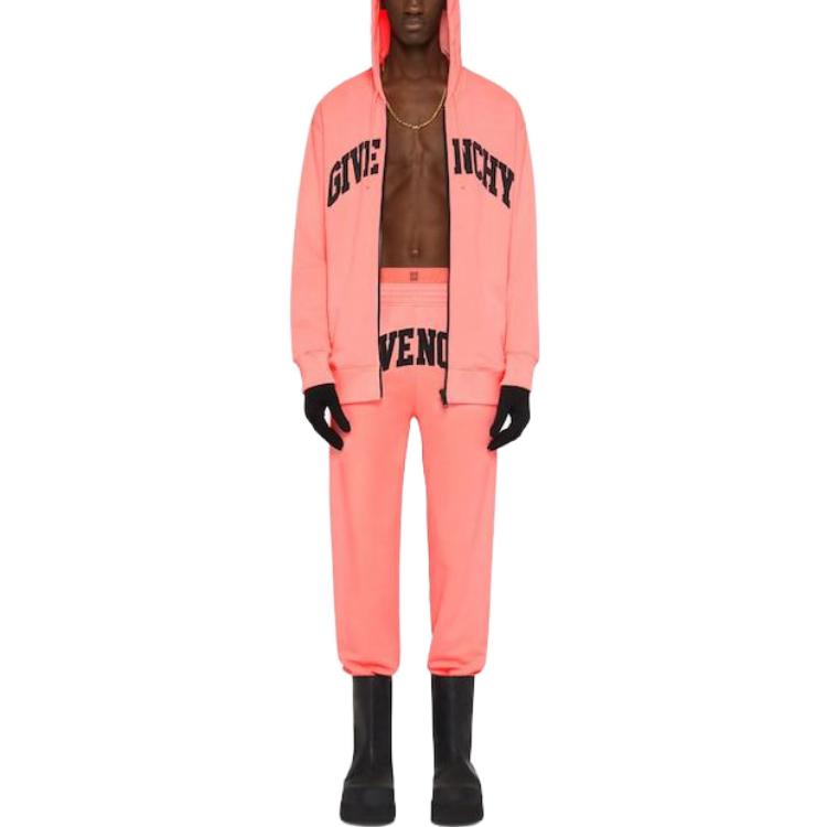 Lookbook Givenchy SS23 男士粉色字母印花連帽拉鍊外套 BMJ0K63YCB-685