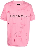 GIVENCHY SS23 Pink Logo Print Distressed Crewneck Short Sleeve T-Shirt Mens. BM71GL3Y9V-670 GIVENCHY SS23 Pink Logo Print Distressed Crewneck Short Sleeve T-Shirt Mens. BM71GL3Y9V-670