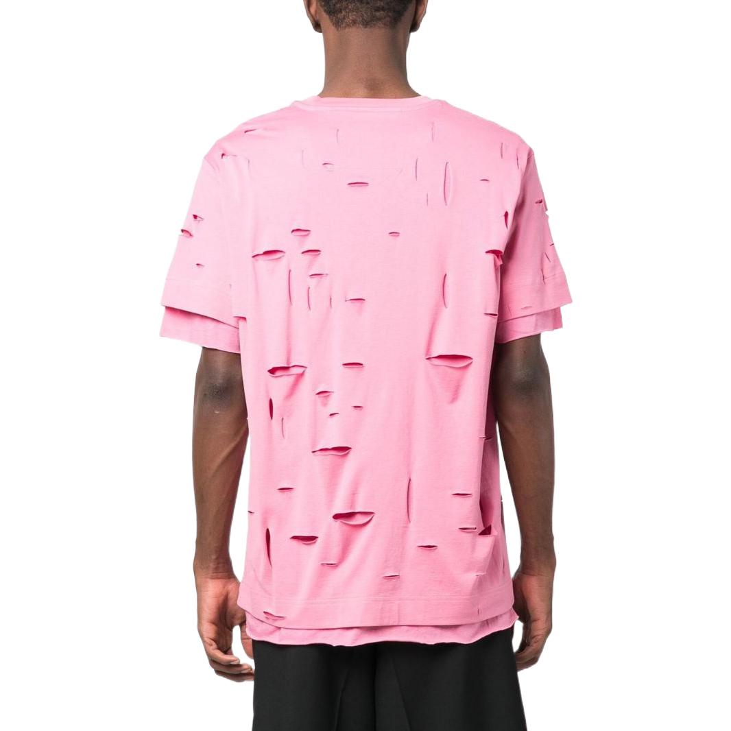 Shop GIVENCHY 粉紅標誌印花破壞風短袖T恤 男款 春夏23款 BM71GL3Y9V-670