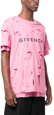 GIVENCHY 粉紅標誌印花破壞風短袖T恤 男款 春夏23款 BM71GL3Y9V-670 Purchase GIVENCHY 粉紅標誌印花破壞風短袖T恤 男款 春夏23款 BM71GL3Y9V-670