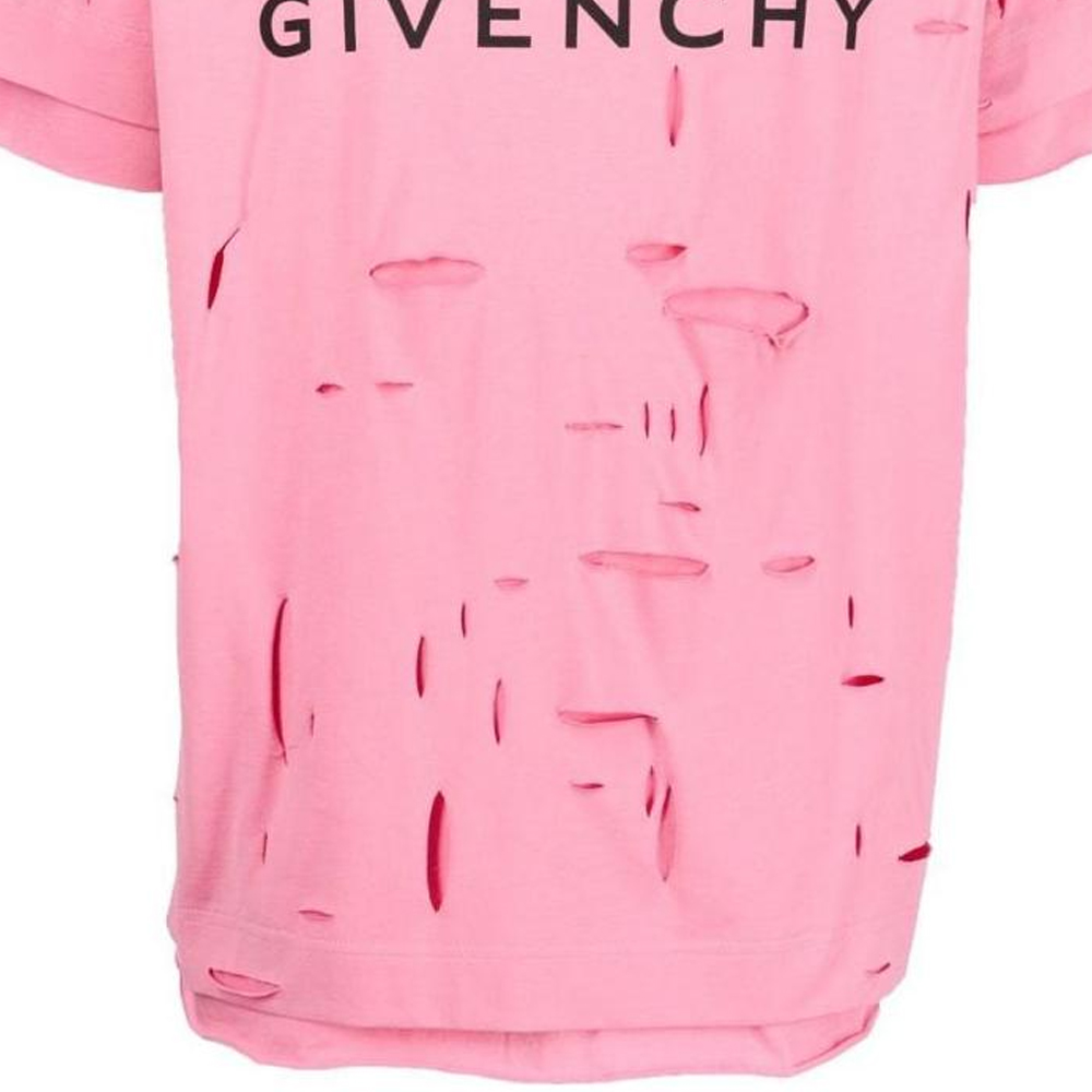 Sizing GIVENCHY 粉紅標誌印花破壞風短袖T恤 男款 春夏23款 BM71GL3Y9V-670
