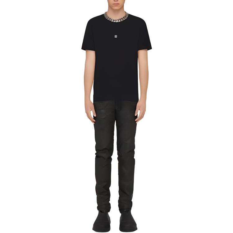 Lookbook 지방시 SS23 블랙 라운드넥 반팔 티셔츠 BM716G3YCD-001