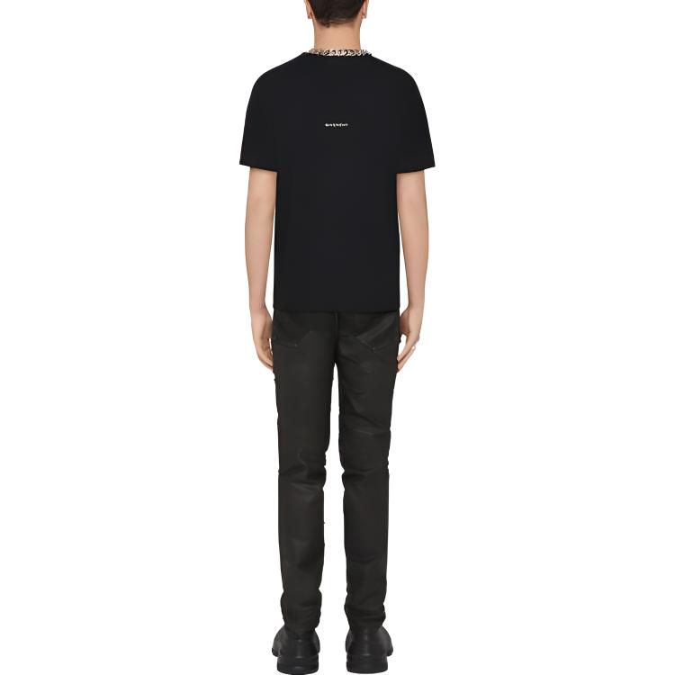 Shop 지방시 SS23 블랙 라운드넥 반팔 티셔츠 BM716G3YCD-001