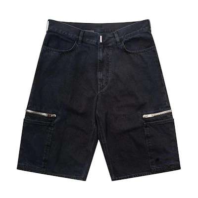 Givenchy SS23 Solid Color Mid-Rise Straight-Leg Casual Shorts Men Black BM517F5Y58-001