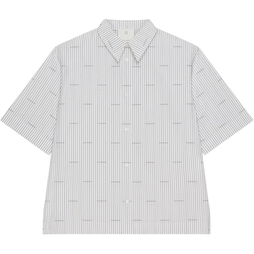 Givenchy SS23 Solid Single-Breasted Short-Sleeve Shirt Men’s Light Grey BM60WB14P5-020