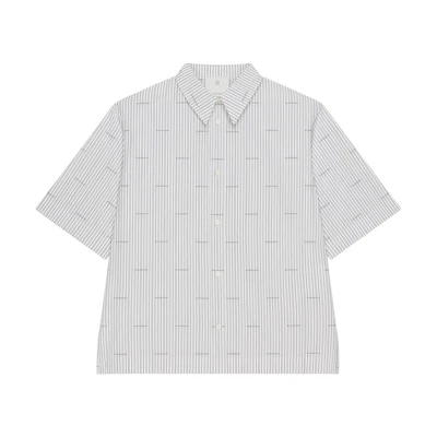 Givenchy SS23 Solid Single-Breasted Short-Sleeve Shirt Men’s Light Grey BM60WB14P5-020