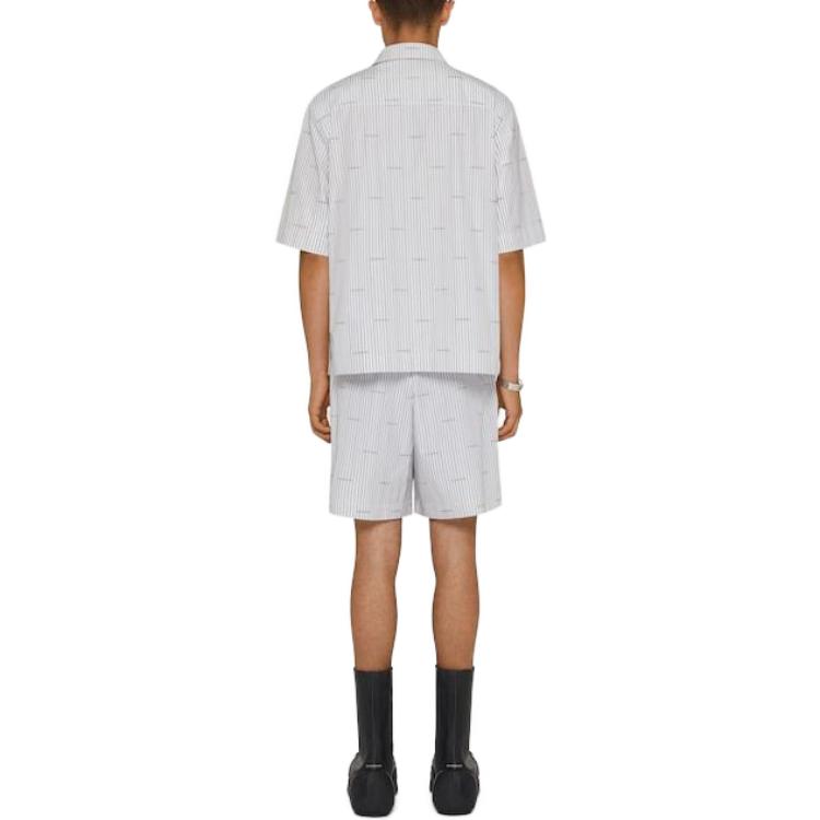 Shop Givenchy SS23 Kemeja Pria Lengan Pendek Single-Breasted Abu-Abu Muda. BM60WB14P5-020