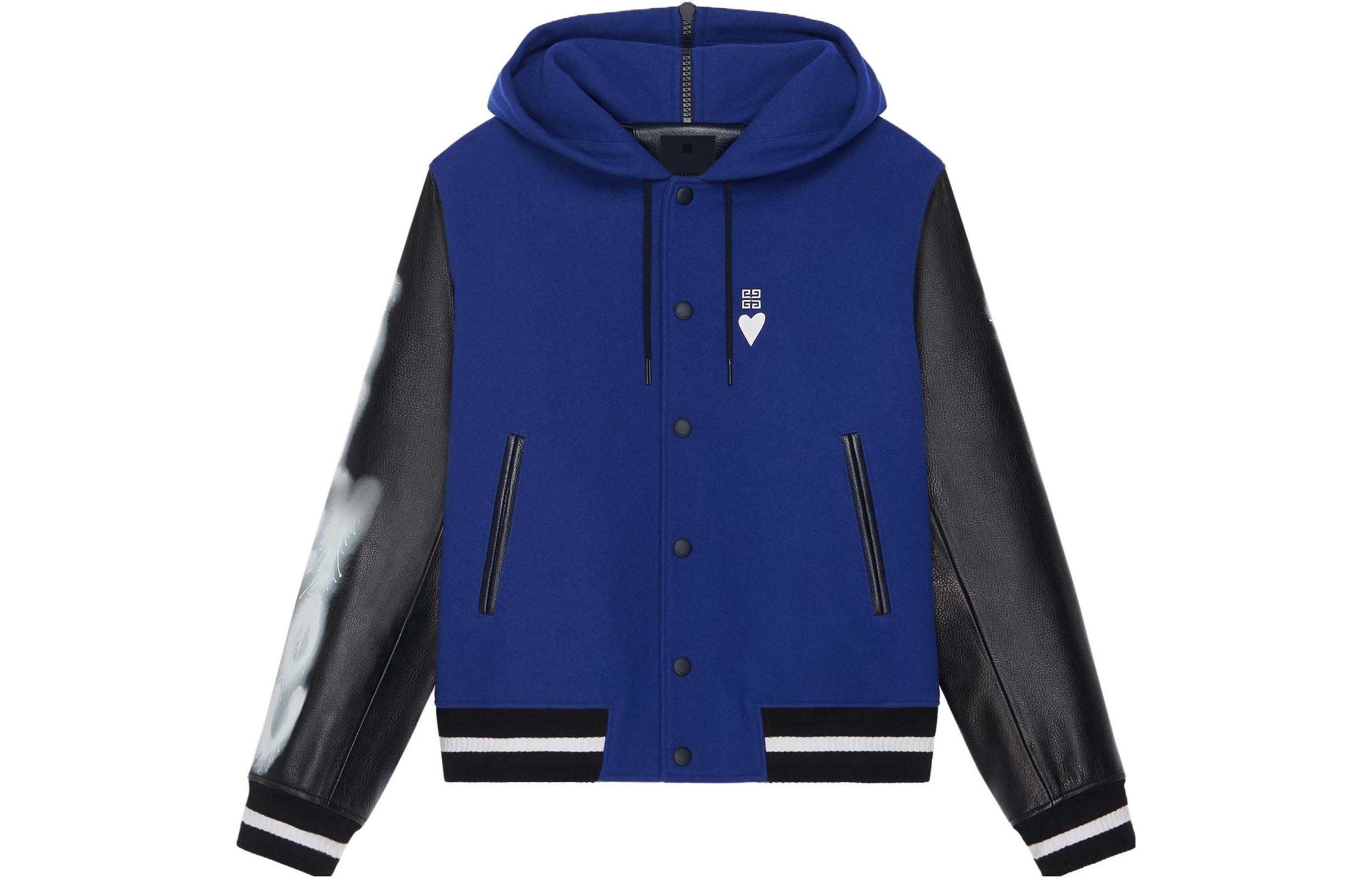 Givenchy SS23 Striped Button-Up Hoodie Jacket - Blue BM011T6Y2P-001