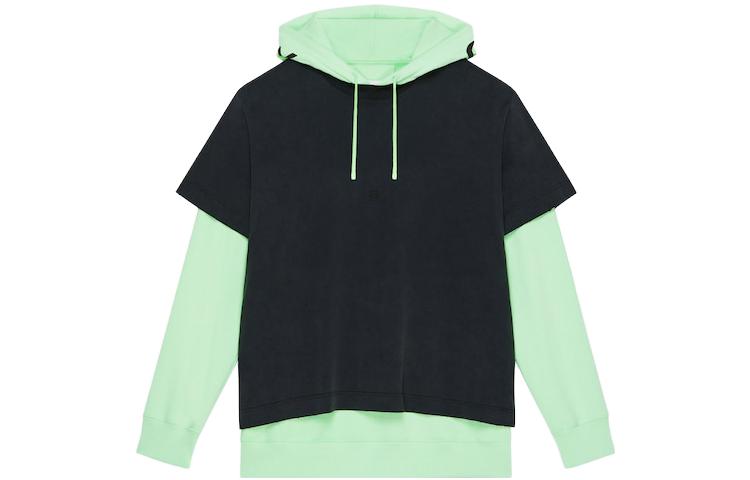 Givenchy SS23 Two-Tone Drawstring Hoodie Black Green BMJ0J23Y9U-013