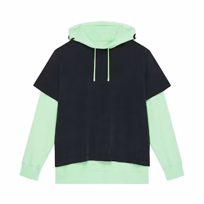 Givenchy SS23 Two-Tone Drawstring Hoodie Black Green BMJ0J23Y9U-013