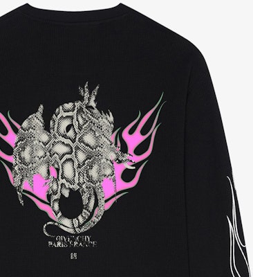 GIVENCHY SS24 Kaos Lengan Panjang Logo Cetak Naga Hitam Api. BM71KP3YJY-001 Cheap GIVENCHY SS24 Kaos Lengan Panjang Logo Cetak Naga Hitam Api. BM71KP3YJY-001