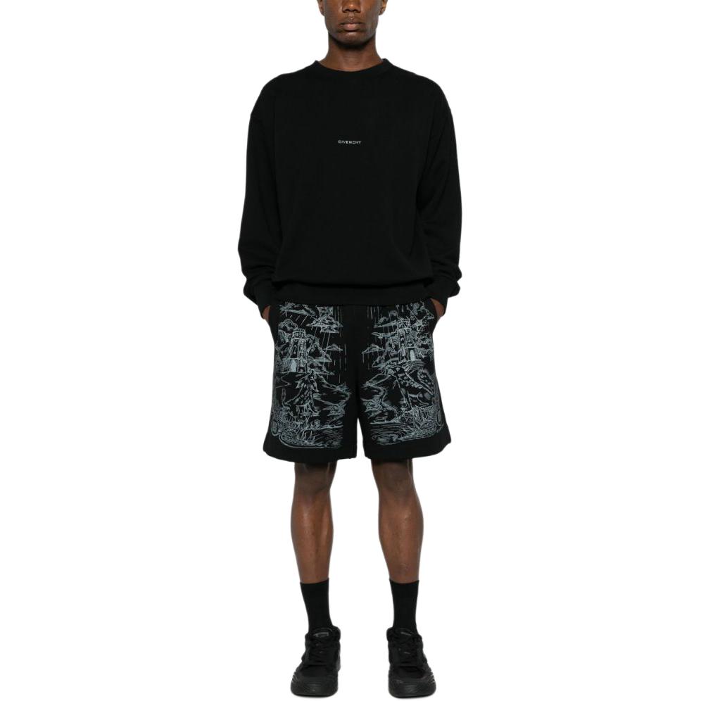 Lookbook GIVENCHY SS24 Celana Pendek Santai Hitam Logo Elastis BM515J3YN0