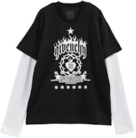 GIVENCHY SS24 Black Logo Print Layered Long Sleeve T-Shirt. BM71G53YHU-001 GIVENCHY SS24 Black Logo Print Layered Long Sleeve T-Shirt. BM71G53YHU-001