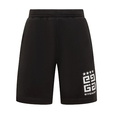 GIVENCHY SS24 Black Logo Print Relaxed Fit Drawstring Shorts 5-Inch. BM51863YEL-001