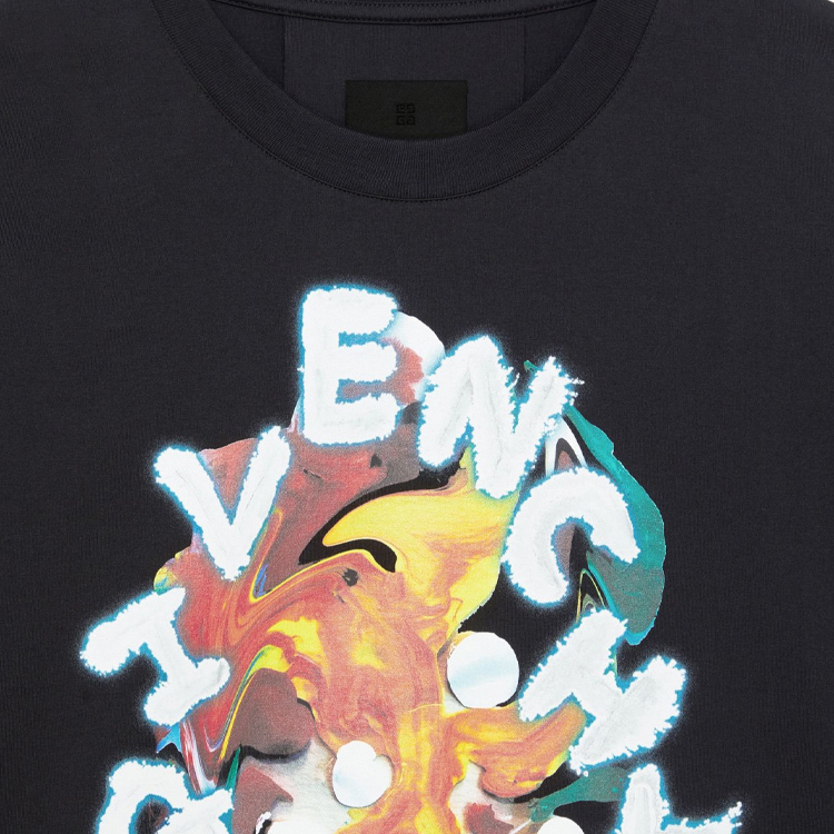 GIVENCHY SS24  Black Short Sleeve T-Shirt with Logo Print. BM716N3YLW-001 圖 6