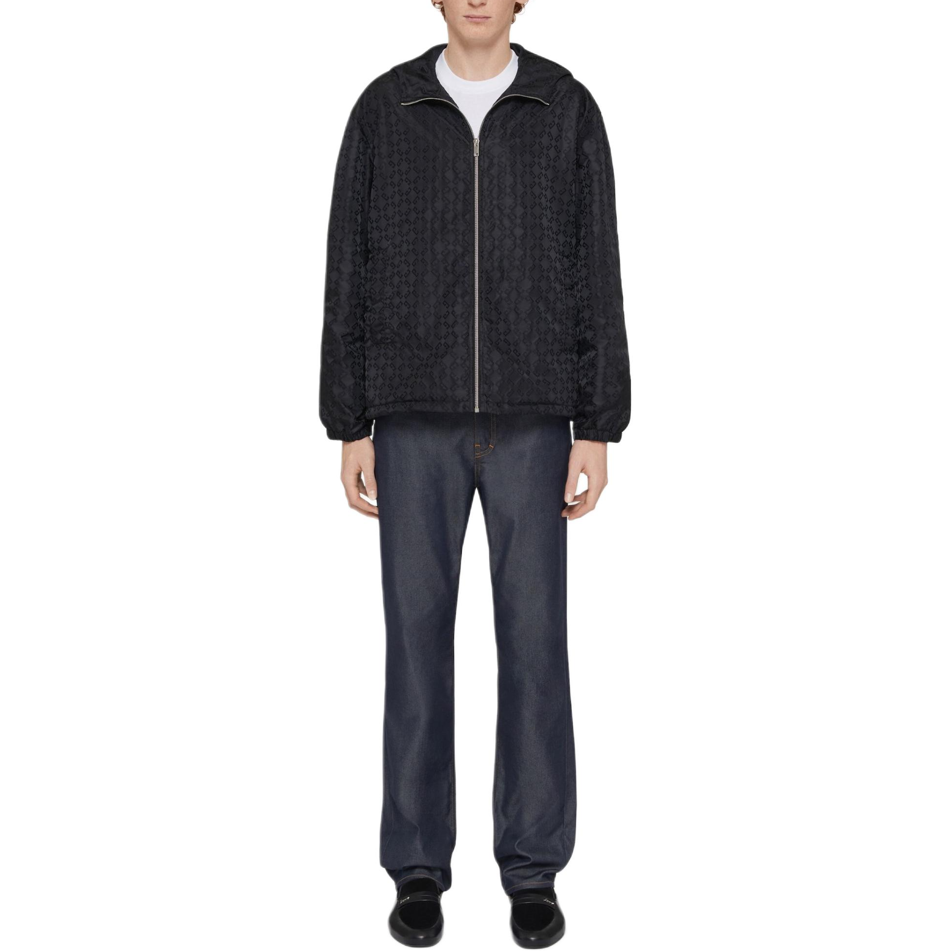 Lookbook ジバンシィ SS24 ブラック無地ジップアップフーディジャケット. BM011315TF-001