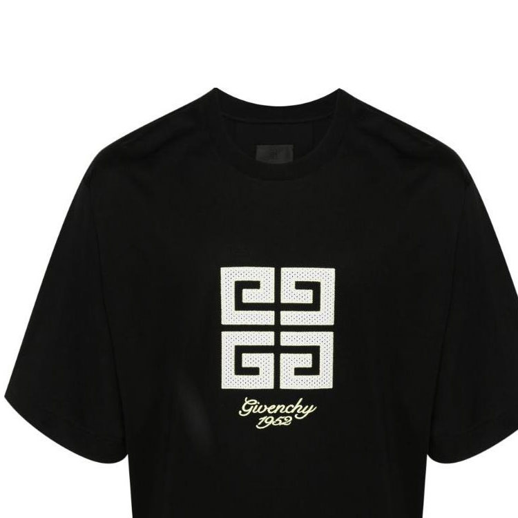 Sizing Givenchy SS24  Black T-Shirt with Embroidered Logo. BM712H3YMV-001