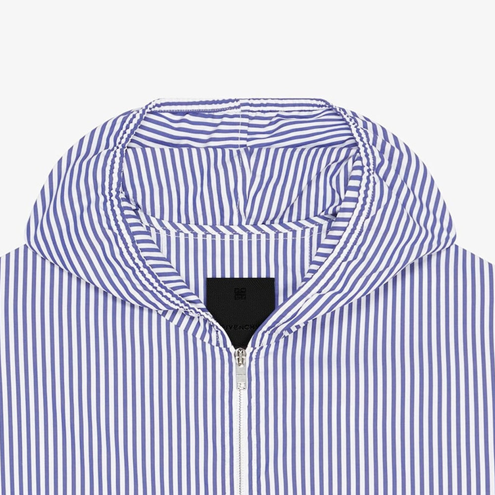 Sizing ジバンシィ SS24 ブルーストライプ刺繍ロゴ ジップアップフーディージャケット. BM016R15F1-400