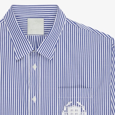 Kemeja Lengan Panjang Bergaris Biru GIVENCHY SS24. BM61001YFS-400 Shop Kemeja Lengan Panjang Bergaris Biru GIVENCHY SS24. BM61001YFS-400