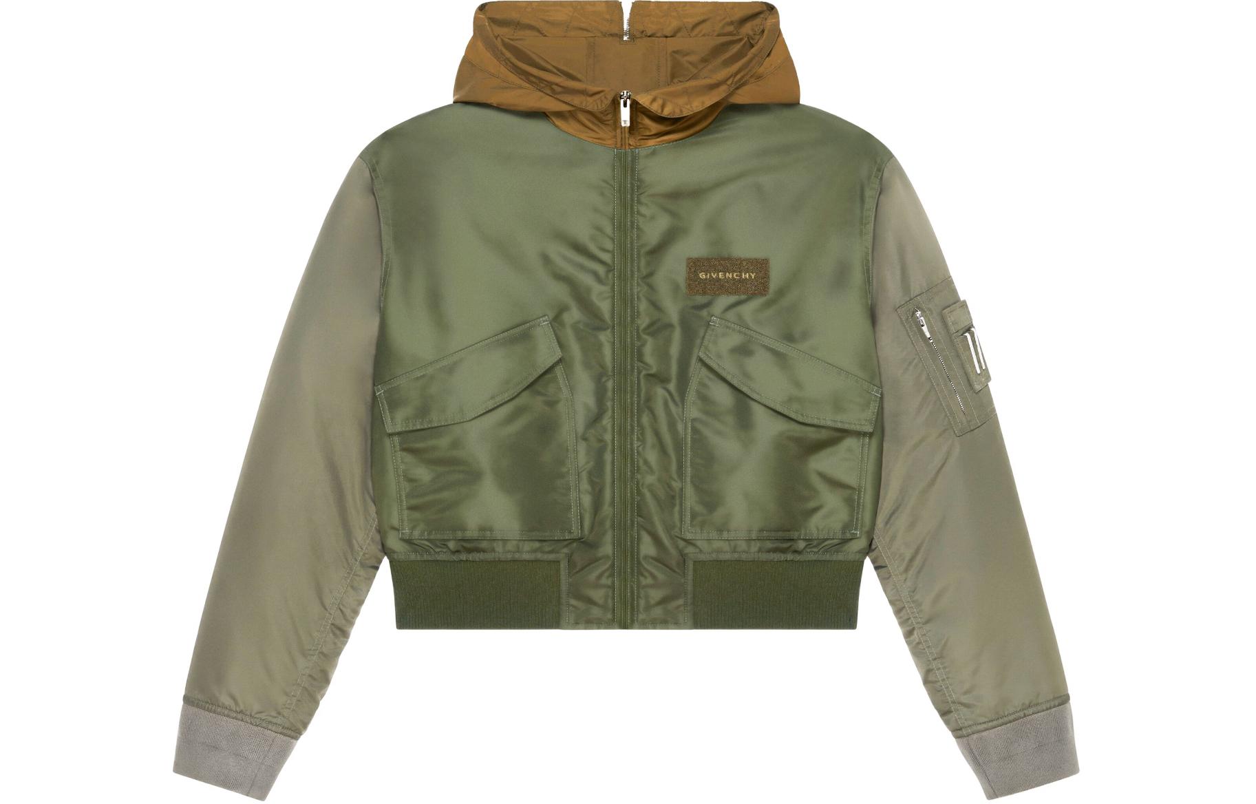 GIVENCHY SS24  Colorblock Zip-Up Hoodie Jacket Green BM01721YFG-306