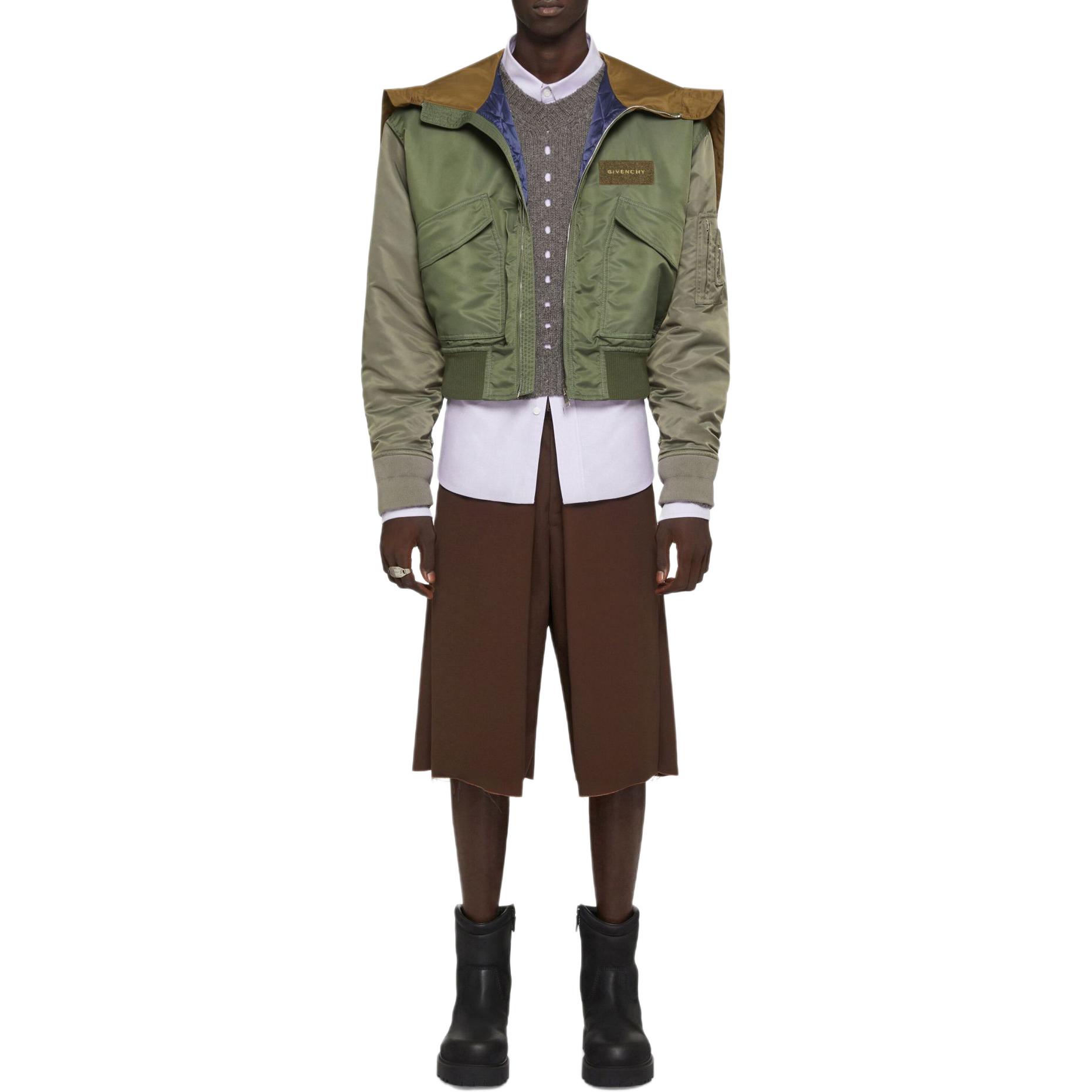 Shop ジバンシィ SS24 カラーブロック ジップアップ フーディージャケット グリーン BM01721YFG-306