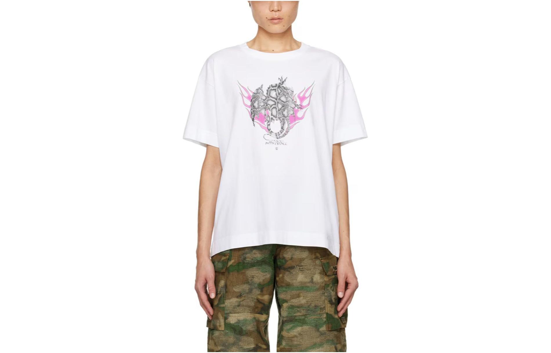 GIVENCHY SS24  Graphic Printed Crewneck Short Sleeve T-Shirt - White BM71JB3YJY-100