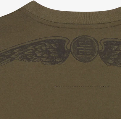 GIVENCHY SS24 Khaki Letter Print Crewneck Short-Sleeve T-Shirt. BM71JA3YN1-305 Details for GIVENCHY SS24 Khaki Letter Print Crewneck Short-Sleeve T-Shirt. BM71JA3YN1-305