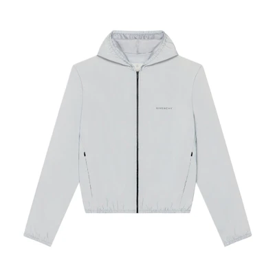 GIVENCHY SS24 Light Blue Reflective Slim Fit Zip Hoodie Jacket. BM016R15D8-452