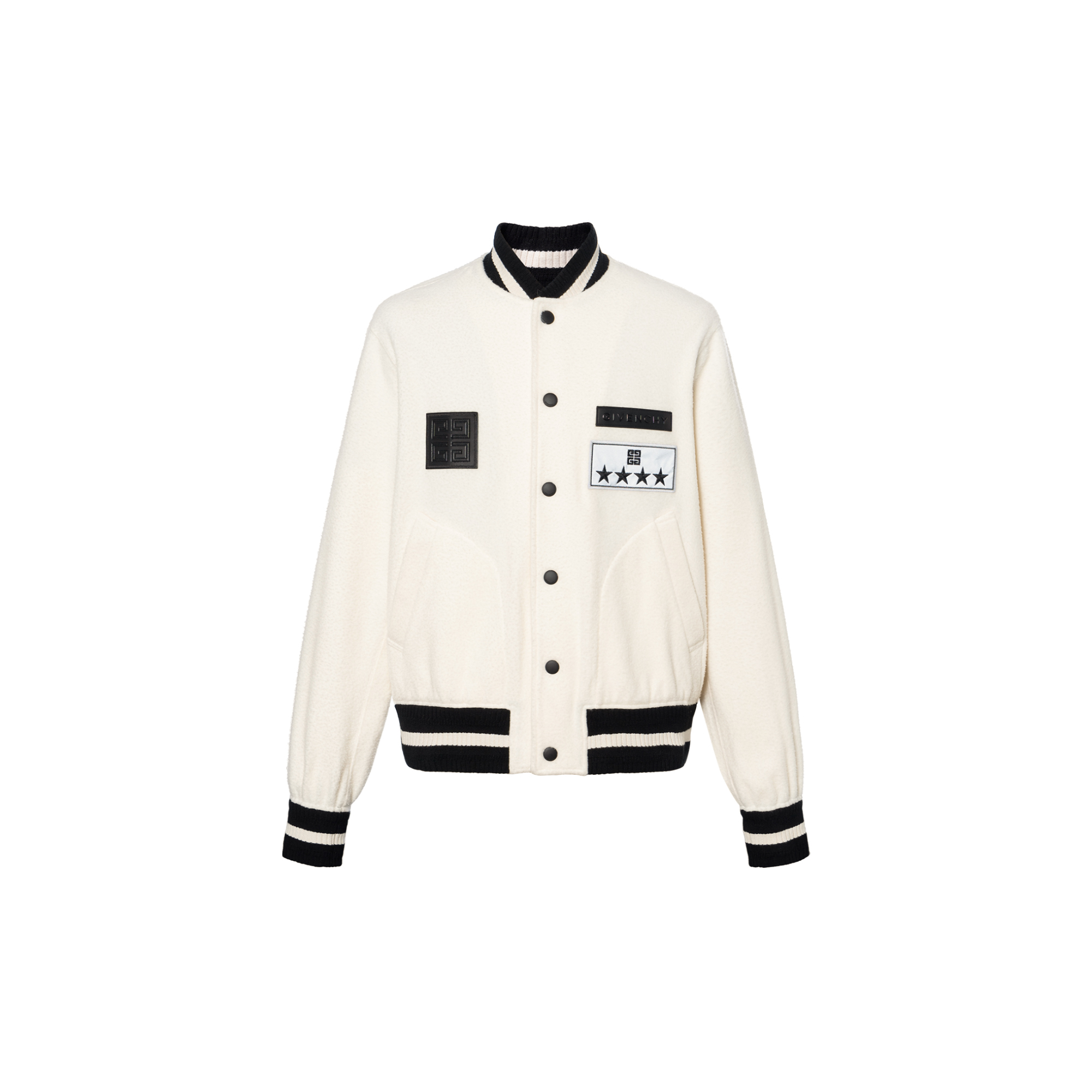 GIVENCHY SS24  Logo Jacket with Striped Trim in Off-White Beige BM015N15C3-100