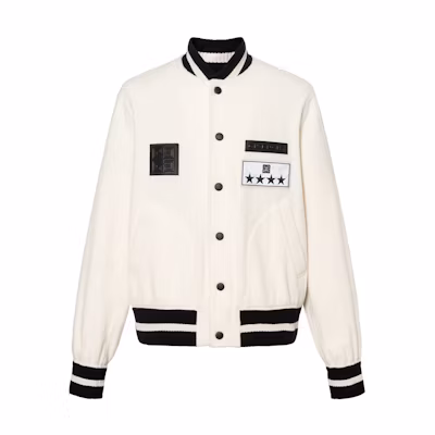 GIVENCHY SS24 Logo Jacket with Striped Trim in Off-White Beige BM015N15C3-100