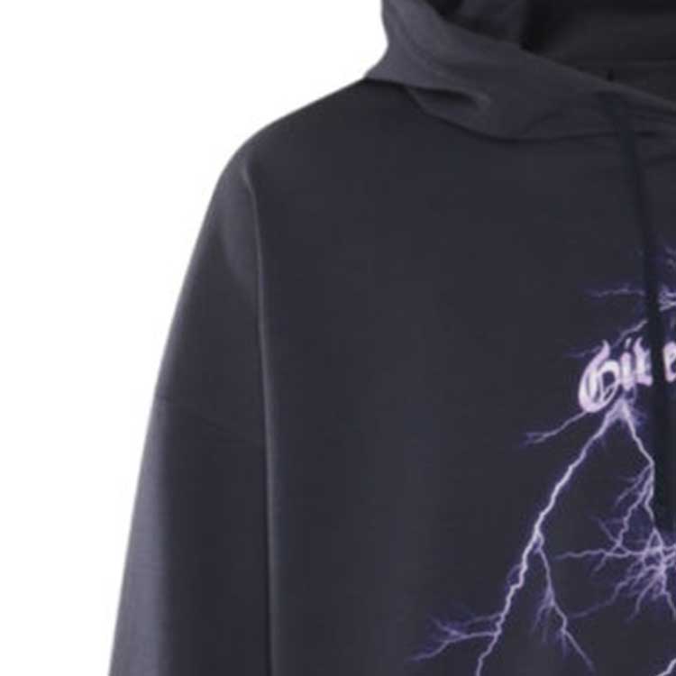 Shop GIVENCHY SS24  Navy Lightning Letter Print Hoodie Pullover Sweatshirt BMJ0L83YJA-402