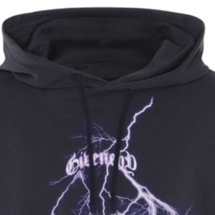 Sizing GIVENCHY SS24  Navy Lightning Letter Print Hoodie Pullover Sweatshirt BMJ0L83YJA-402