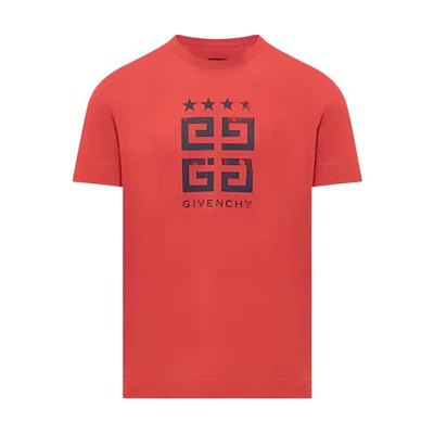 Givenchy SS24 Red Logo Print Crewneck Casual T-Shirt. BM716G3YEL-610