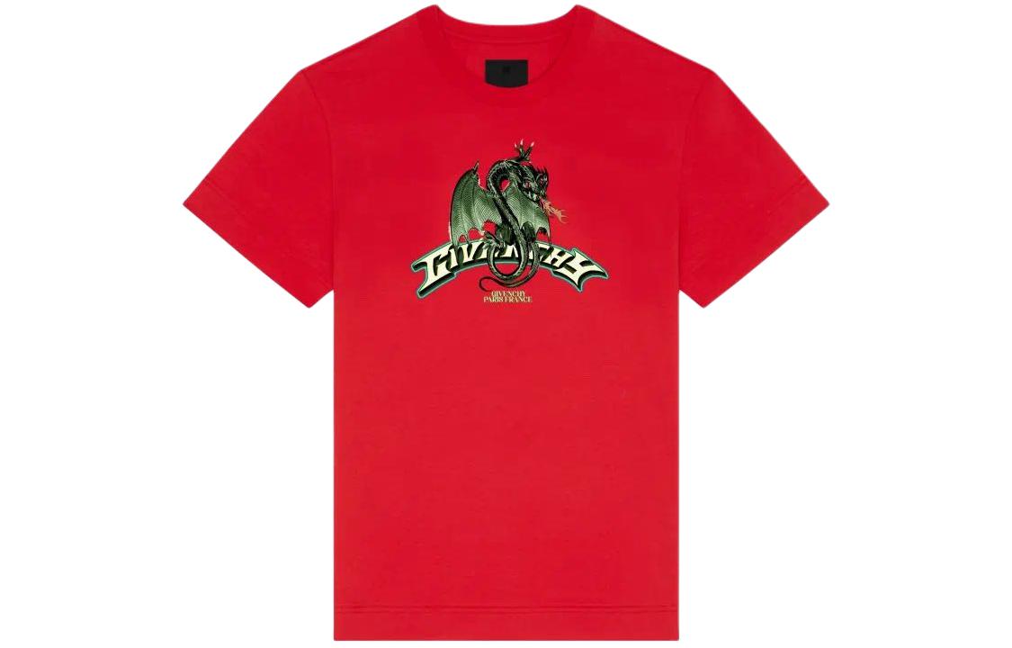 Givenchy SS24  Red T-Shirt Dragon Logo Print Lunar New Year Special Edition BM716G3YJY-600