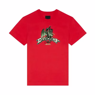 Givenchy SS24 Red T-Shirt Dragon Logo Print Lunar New Year Special Edition BM716G3YJY-600