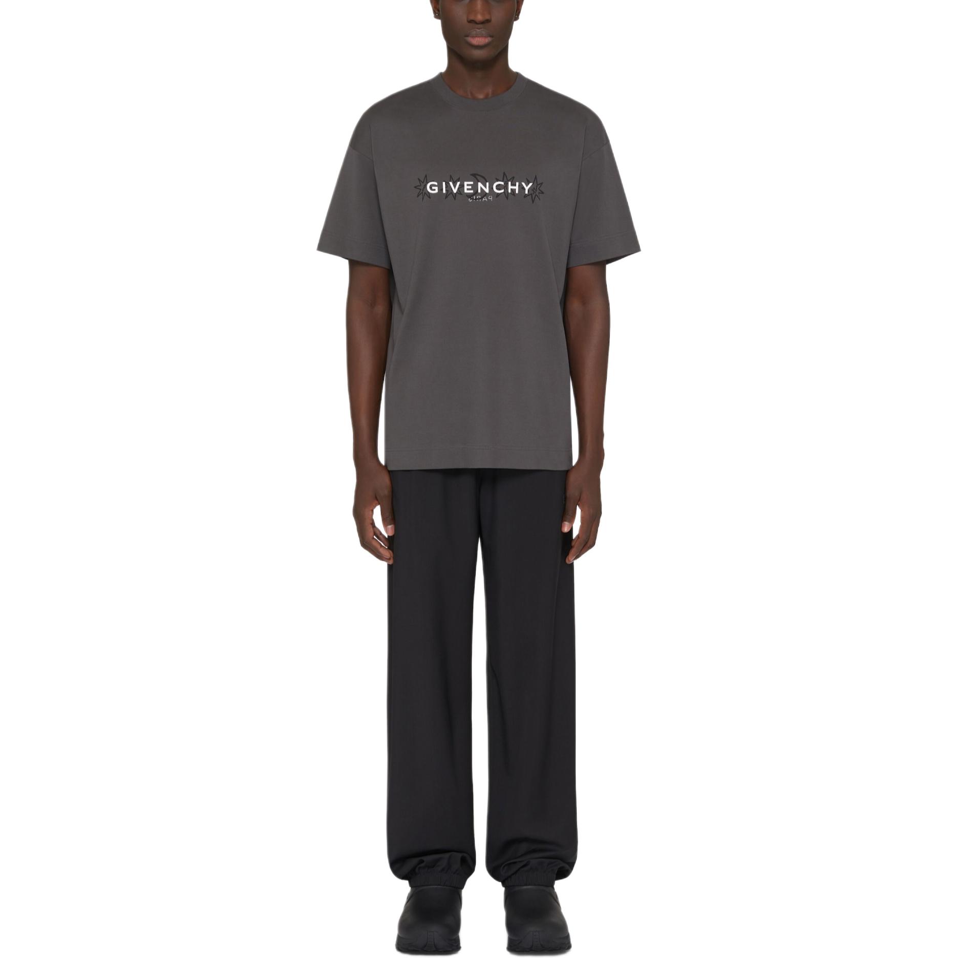 Shop GIVENCHY SS24 紅木標誌印花短袖圓領T恤 BM71JA3YN0-209