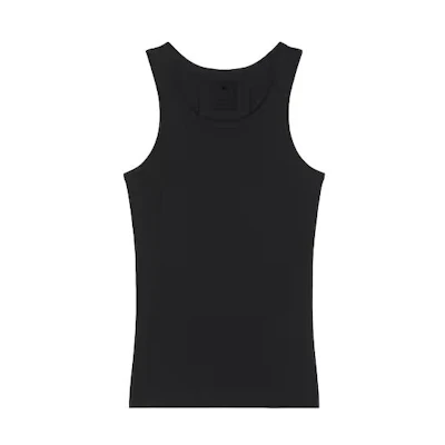 GIVENCHY SS24 Slim-Fit Solid Black Crewneck Tank Top. BM71KY3YLE-001