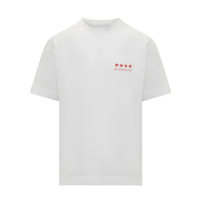 GIVENCHY SS24 White Crewneck T-Shirt with Logo Lettering Print. BM71JA3YJ5-100