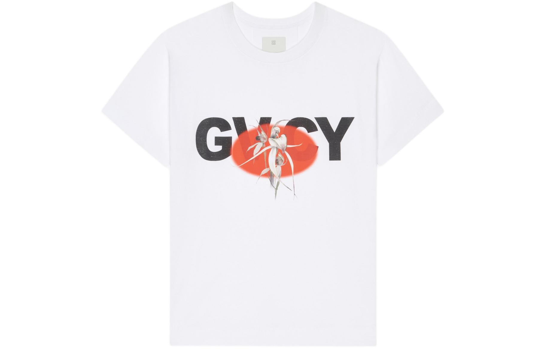 Order Givenchy SS24  White Logo Floral Print Crew Neck T-Shirt BM71JB3YLA-100