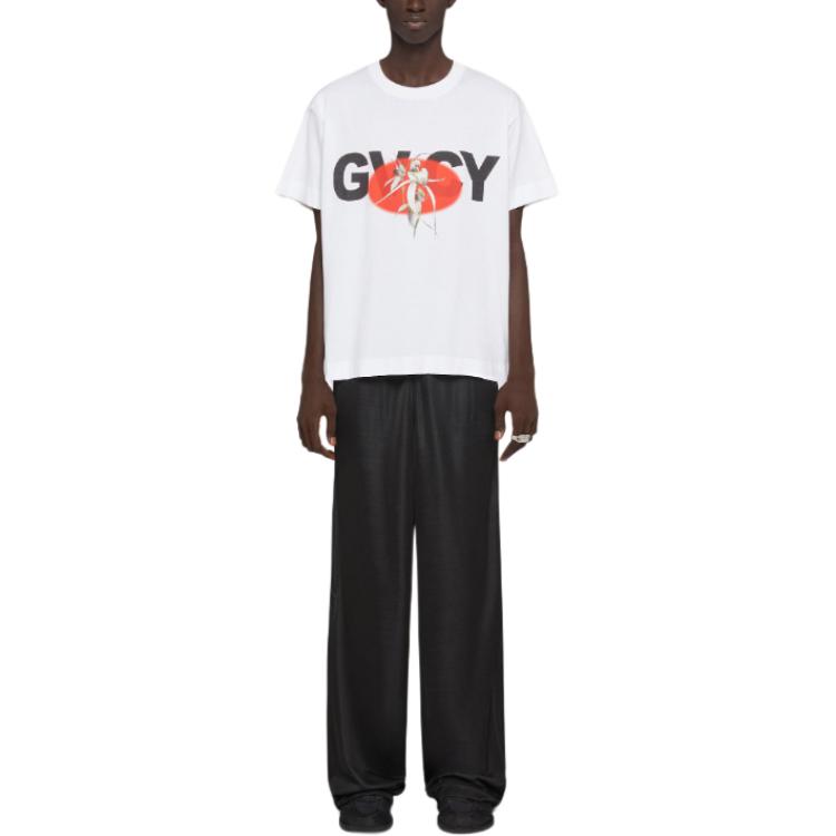 Lookbook Givenchy SS24  White Logo Floral Print Crew Neck T-Shirt BM71JB3YLA-100