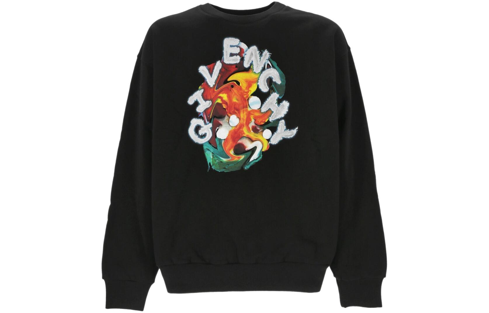 Givenchy SS24 Abstract Logo Print Crewneck Sweatshirt Black BMJ0LC3YLW-001
