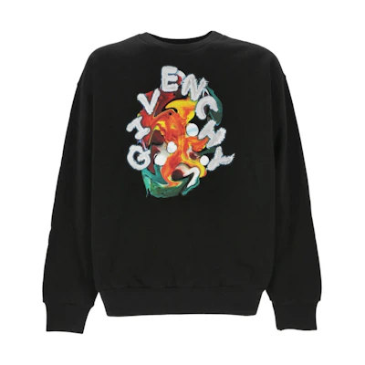 Givenchy SS24 Abstract Logo Print Crewneck Sweatshirt Black BMJ0LC3YLW-001