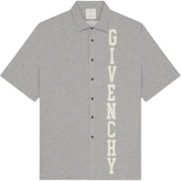 Givenchy SS24 Alphabet Point Collar Button-Up Short Sleeve Shirt Grey BM611J1YGT-055 Givenchy SS24 Alphabet Point Collar Button-Up Short Sleeve Shirt Grey BM611J1YGT-055