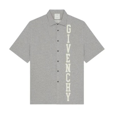 Givenchy SS24 Alphabet Point Collar Button-Up Short Sleeve Shirt Grey BM611J1YGT-055