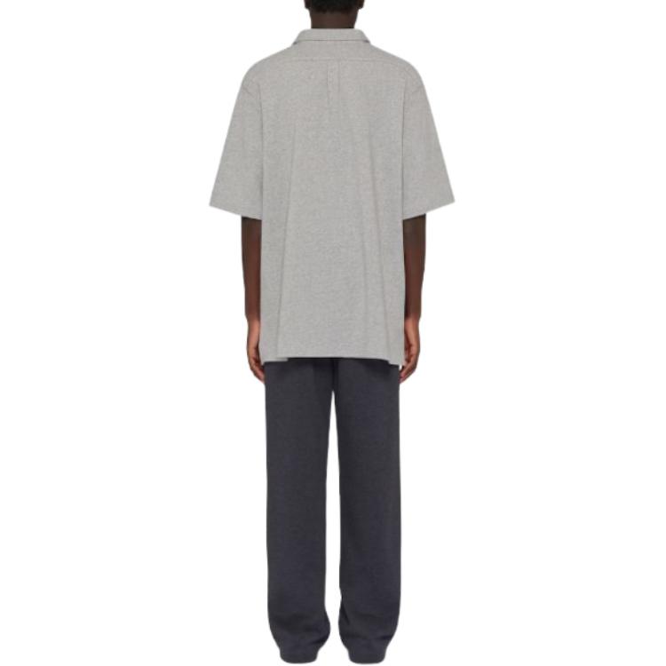 Shop Givenchy Kemeja Pendek Abu SS24 Alphabet Point Collar Button-Up. BM611J1YGT-055